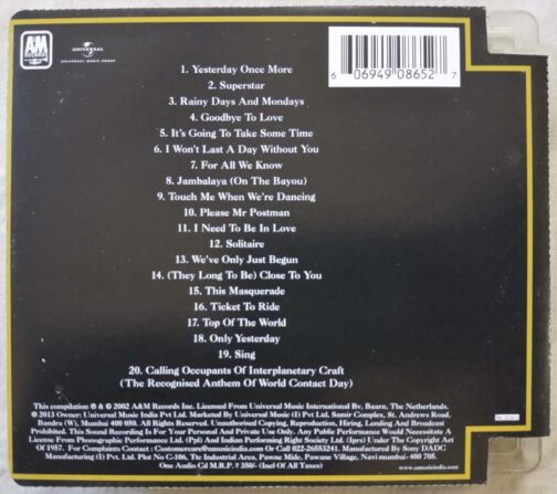 Carpenters Gold Greatest Hits Audio cd (1)