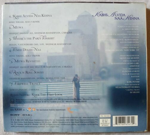 Kabhi Alvida Naa Kehna Hindi Audio CD