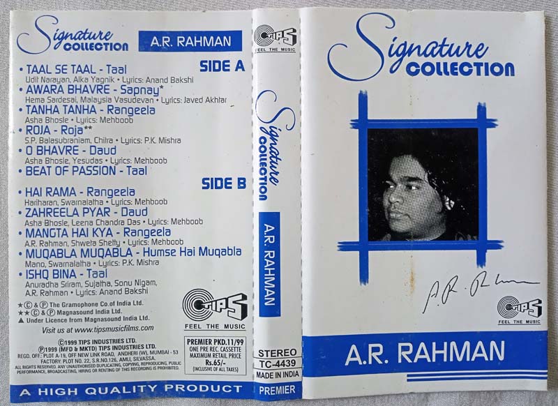 AR Rahman Signature Collection Hindi Audio Cassettes