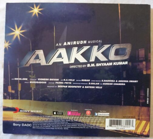 Aakko Tamil Audio Cd By Anirudh Ravichander