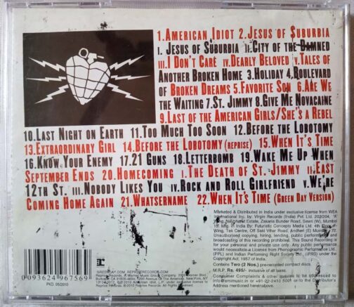 American Idiot Green Day Audio cd (1)