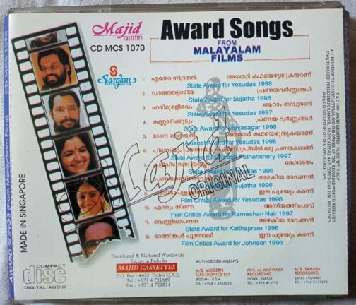 Award Songs From Malayalam Films Malayalam Audio cd (1)