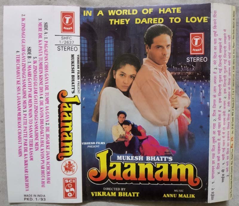 Jaanam Hindi Audio Cassette By Anu Malik