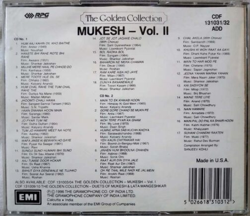 The Golden Collection Mukesh Vol 2 Hindi Audio CD (1)