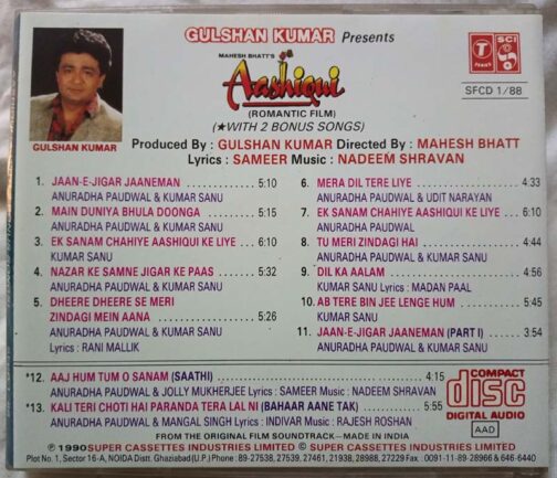 Aashiqui Hindi Audio Cd By Nadeem Shravan