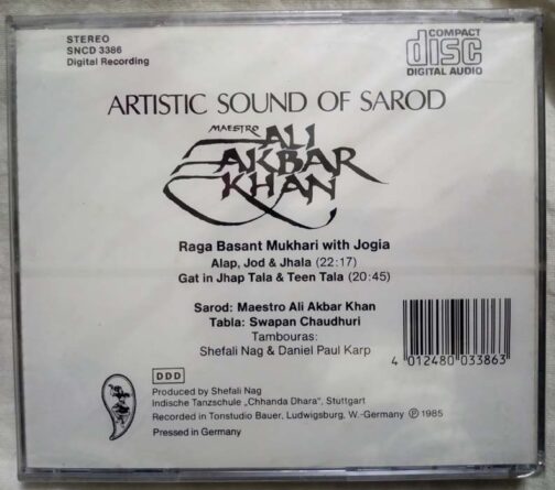 Artistic Sound of Sarod Ali Akbar Khan Instrumental Audio Cd