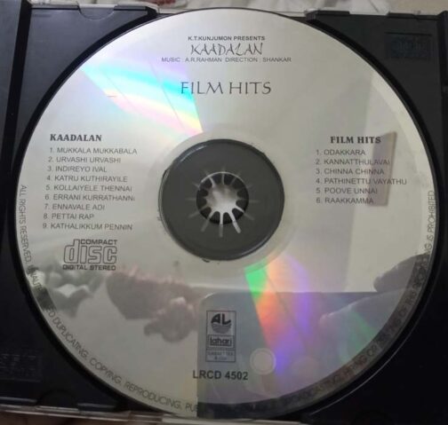 Kaadalan film hits Tamil Audio cd