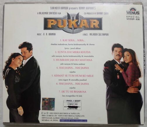 Pukar Hindi Audio Cd By A.R. Rahman