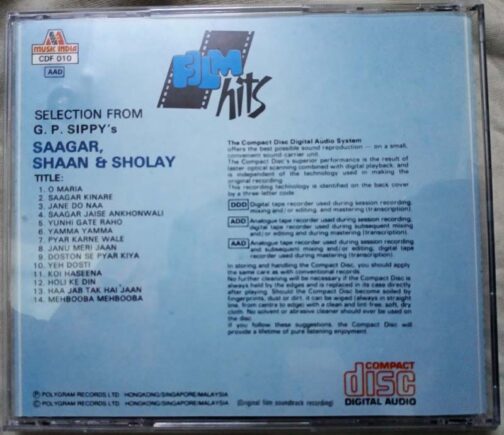 Saagar - Shaan & Sholay Hindi Audio CD