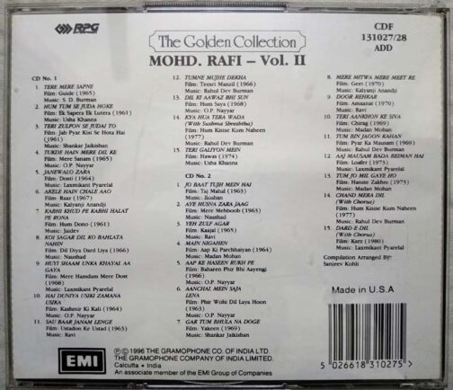 The Golden Collection Mohd Rafi Vol 2 Hindi Audio Cd