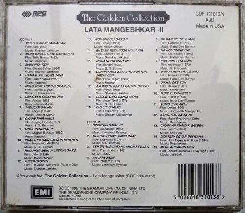 The Golden Collection lata Mangeshkar vol 2 Hindi Audio Cd