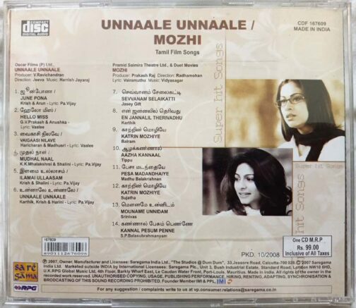 Unnaale Unnaale - Mozhi Tamil Audio Cd (1)