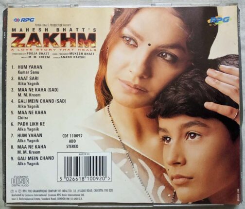 Zakhm Hindi Audio CD By M.M. Kreem