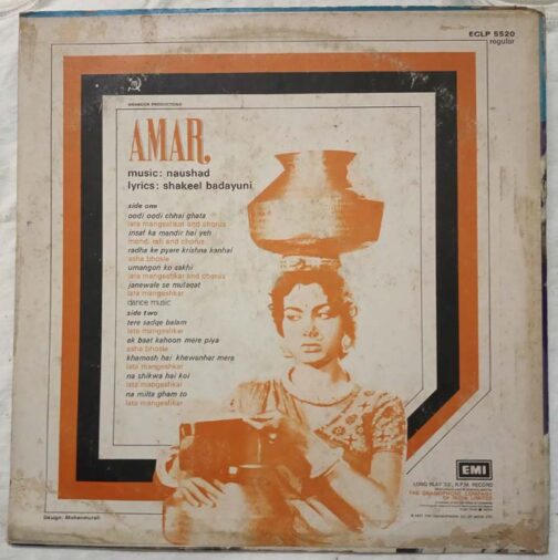 Amar Hindi LP Vinyl Record By Naushad