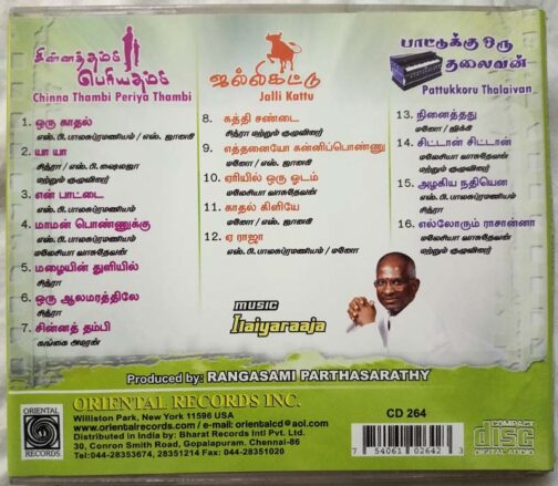 Chinna Thambi Periya Thambi - Jalli Kattu - Pattukoru Thalaivan Tamil Audio cd By Ilayaraaja