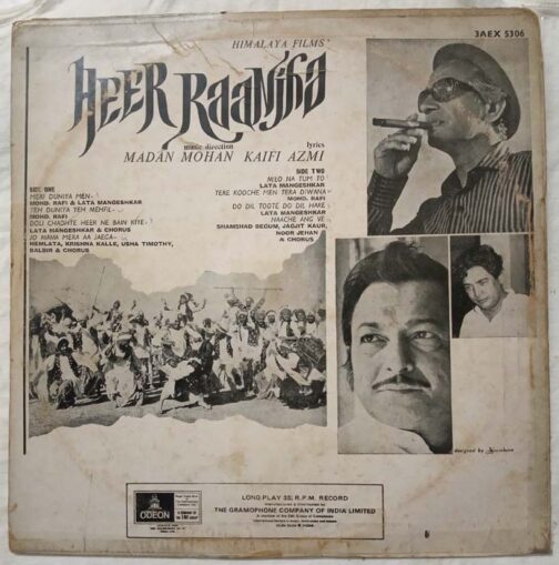 Heer Raanjha LP Hindi Vinyl Record By Madan Mohan