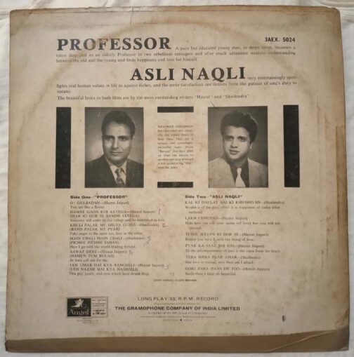 Top Hit Soundtrack Recording Professor - Asli Naqli Hindi LP Vinyl Record