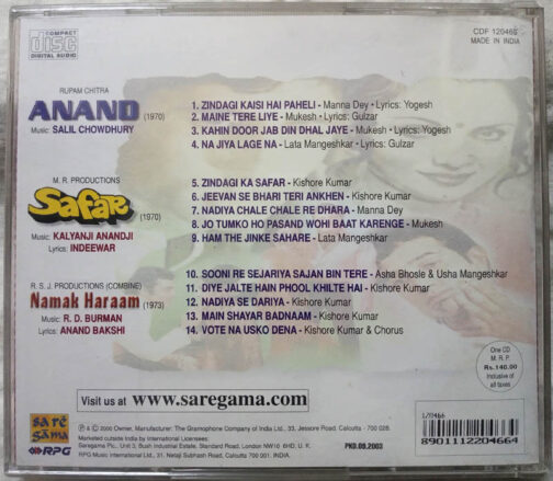 Anand - Safar - Namak Haraam Hindi Audio Cd