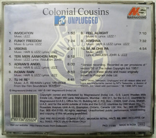 Coloniam Cousins Unplugged Hindi Audio Cd