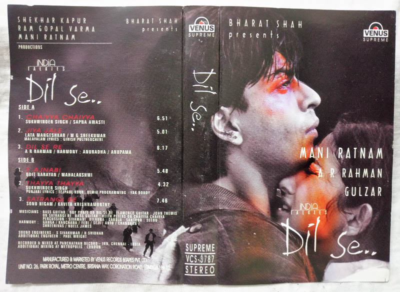 Dil Se Hindi Audio Cassette By A.R. Rahman