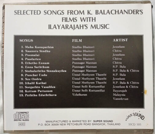 Selected songs from K.Balachanders films with ilayarajahs Music Tamil Audio CD (1)