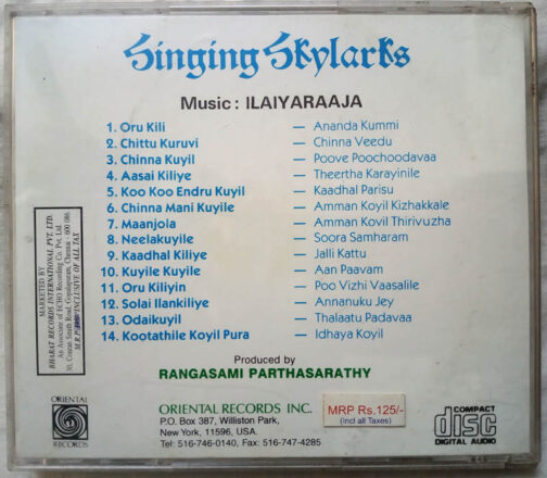 Singing Skylarks Tamil Audio cd by Ilaiyaraaja (2)