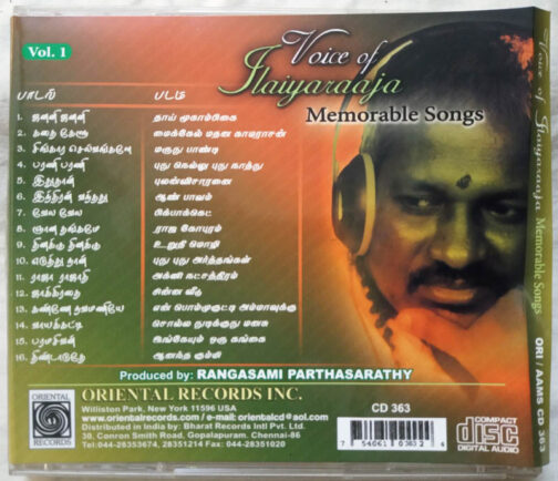 Voice of Ilaiyaraaja Memorable Songs Tamil Audio cd