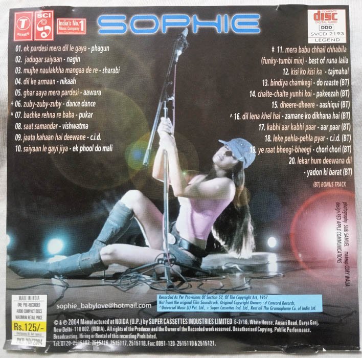 Baby Love Sophie Ek Pardesi Mera Dil Le Gaya Hindi Audio cd
