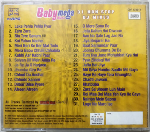 Baby Mega Mixes 31 Non Stop DJ Mixes Hindi Audio cd