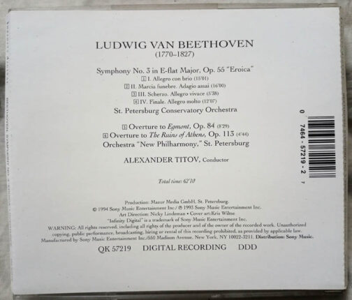 Beethoven Symphony No 3 Overtures Audio cd