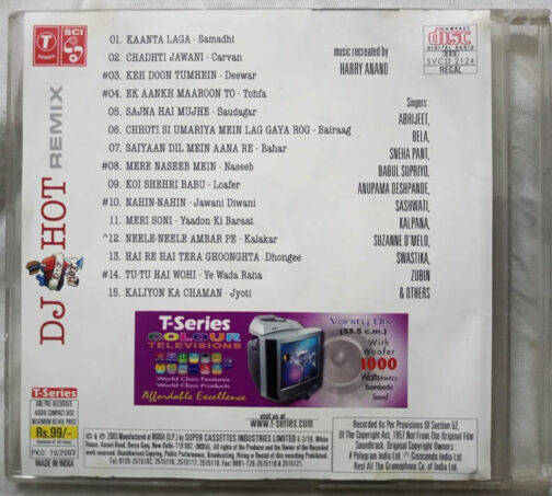 D.J.Hot Remix Hindi Audio cd