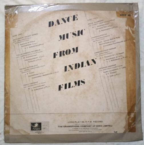 Dance Music From Indian Films Tamil LP Vinyl Record