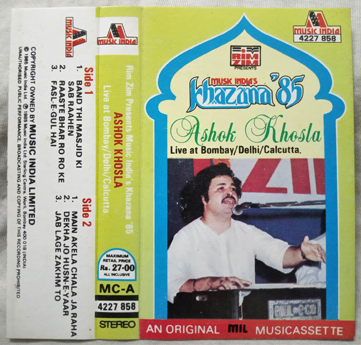 Khazana 85 Ashok Khosla Live Bombay Delhi Culcutta Audio cassette