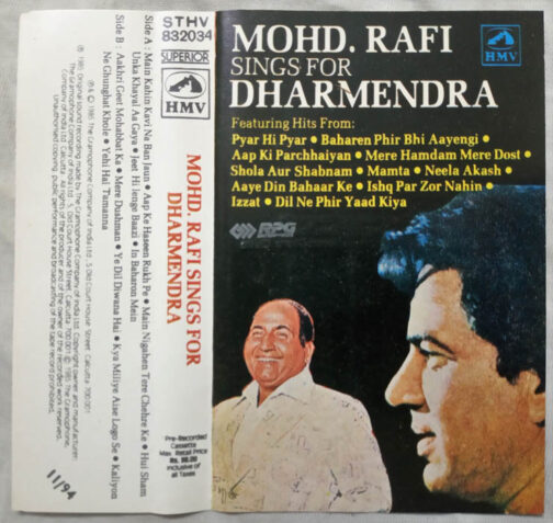 Mohd Rafi Sing for Dharmendra Hindi Audio Cassette