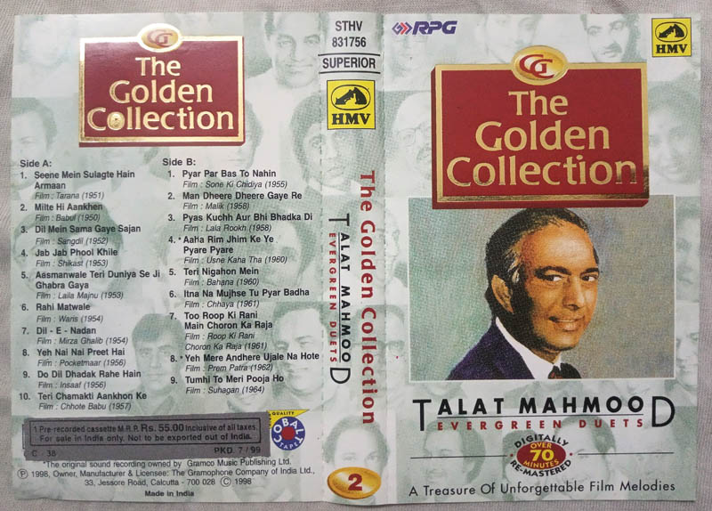 The Golden Colection Talat Mahmood Evergreen Duets Hindi Audio cassette