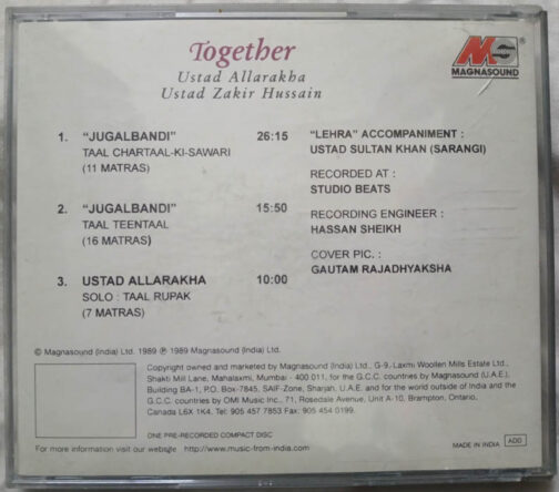 Together Ustad Allarakha Ustad Zakir Hussain Audio cd