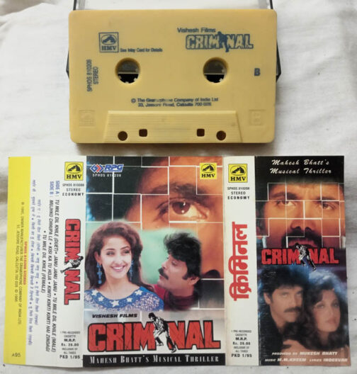 Criminal Hindi Film Audio Cassette By M.M.Kareem