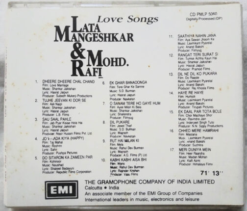 Love Songs Lata Mangeshkar & Mohd.Rafi Hindi Film Audio CD