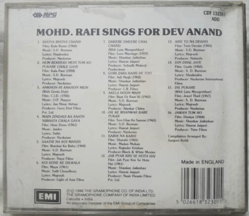 Mohd.Rafi Sings for Dev Anand Hindi Film Audio CD