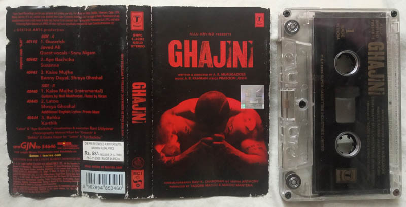 Ghajini Hindi Audio cassette By A. R. Rahman
