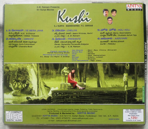 Kushi Telugu Audio Cd By Mani Sharma