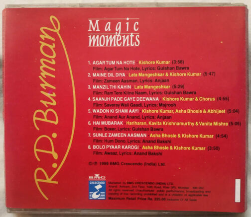 R.D.Burmann Magic Moments Hindi Films Audio CD