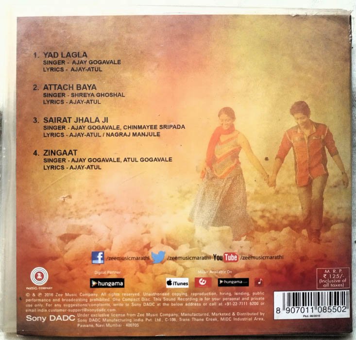Sairat Hindi Films Audio CD By Ajay Atul