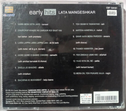 Early Hits Hindi Film Song Audio cd (1)