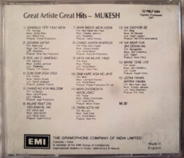 Great Artise Great Hits Mukesh Audio cd