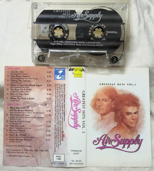 Greatest Hits Vol 3 Air Supply Audio Cassette