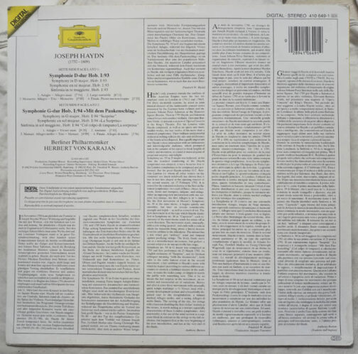 Joseph Haydn Symphonnie D dur Hob 1 93 LP Vinyl Record