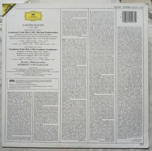 Joseph Haydn Symphonnie Es Hob Hob 1103 - Symphonnie D dur hob 1.104 LP Vinyl Record