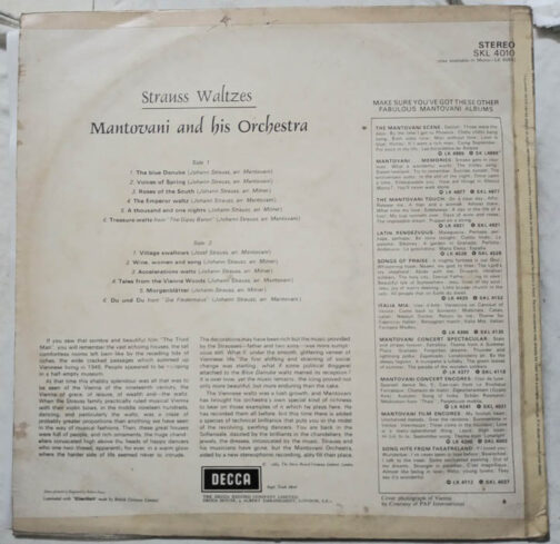 Mantovani & His Orchestra Strauss Waltzes LP Vinyl Record