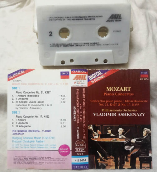 Mozart Piano Concertos No 21 K467 - 17 k 453 Vladimir Ashkenazy Audio Cassette